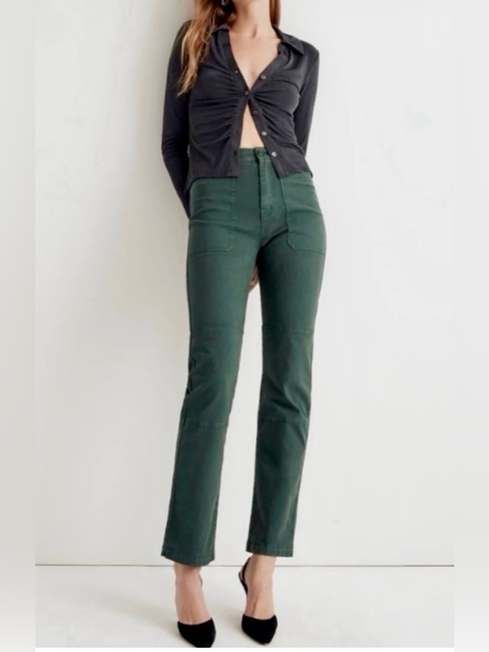Madewell 90’s Straight Leg Pants Forest Green Size 27